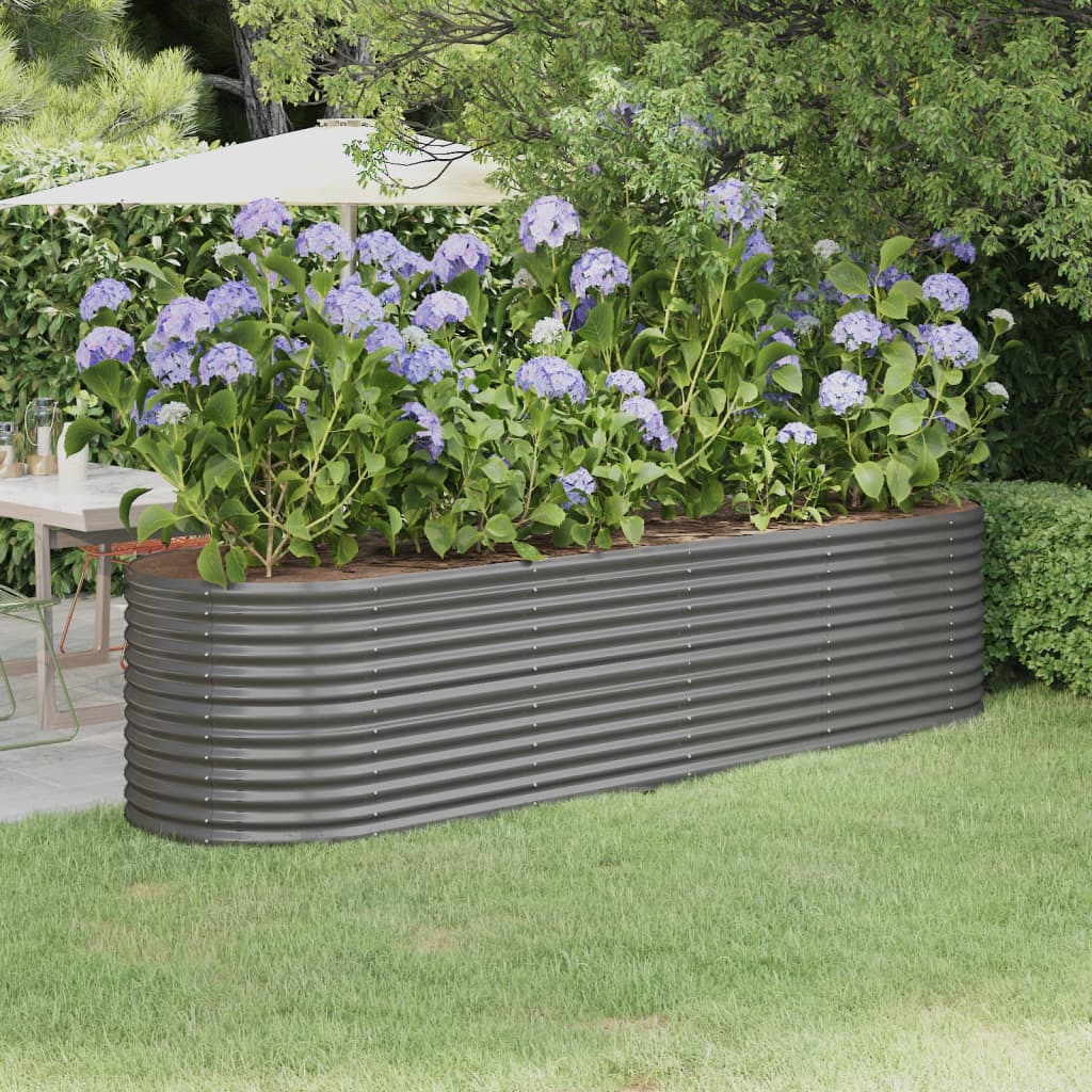 vidaXL Raised Garden Bed Raised Flower Bed Galvanized Steel Outdoor Planter-73