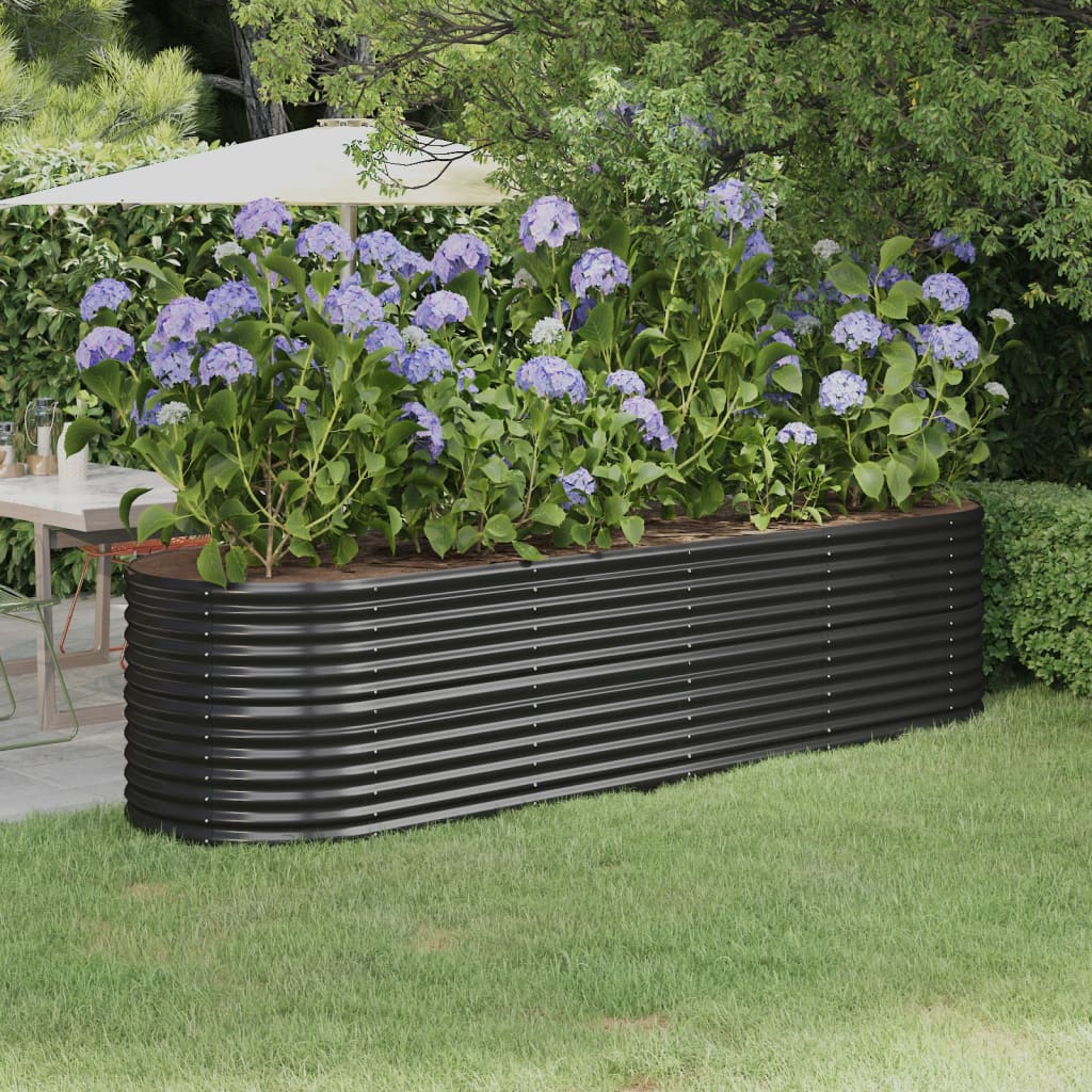 vidaXL Raised Garden Bed Raised Flower Bed Galvanized Steel Outdoor Planter-70