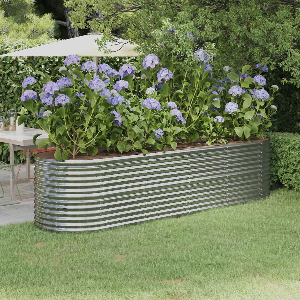 vidaXL Raised Garden Bed Raised Flower Bed Galvanized Steel Outdoor Planter-56