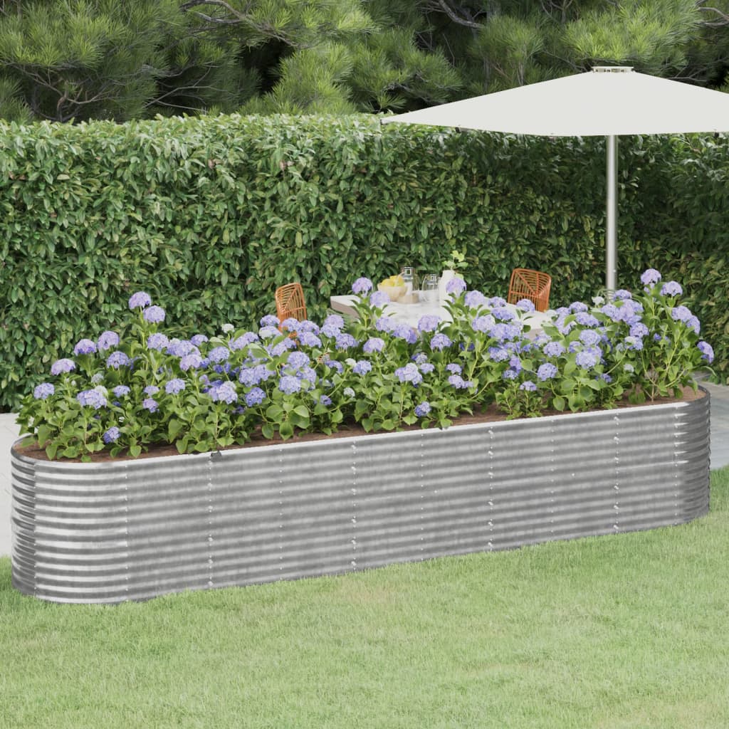 vidaXL Raised Garden Bed Raised Flower Bed Galvanized Steel Outdoor Planter-24