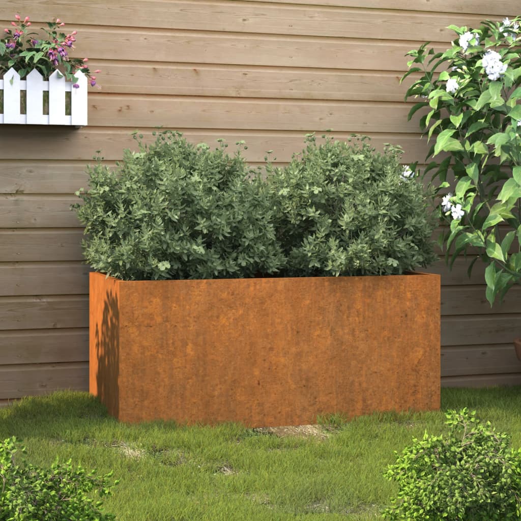 vidaXL Planter Stand Outdoor Raised Garden Bed for Vegetables Corten Steel-11