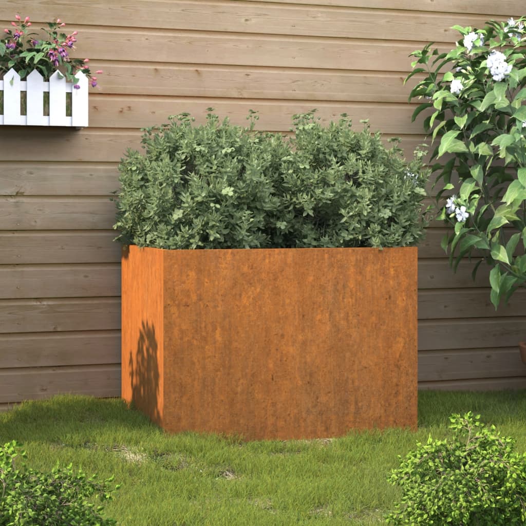 vidaXL Planter Stand Outdoor Raised Garden Bed for Vegetables Corten Steel-10