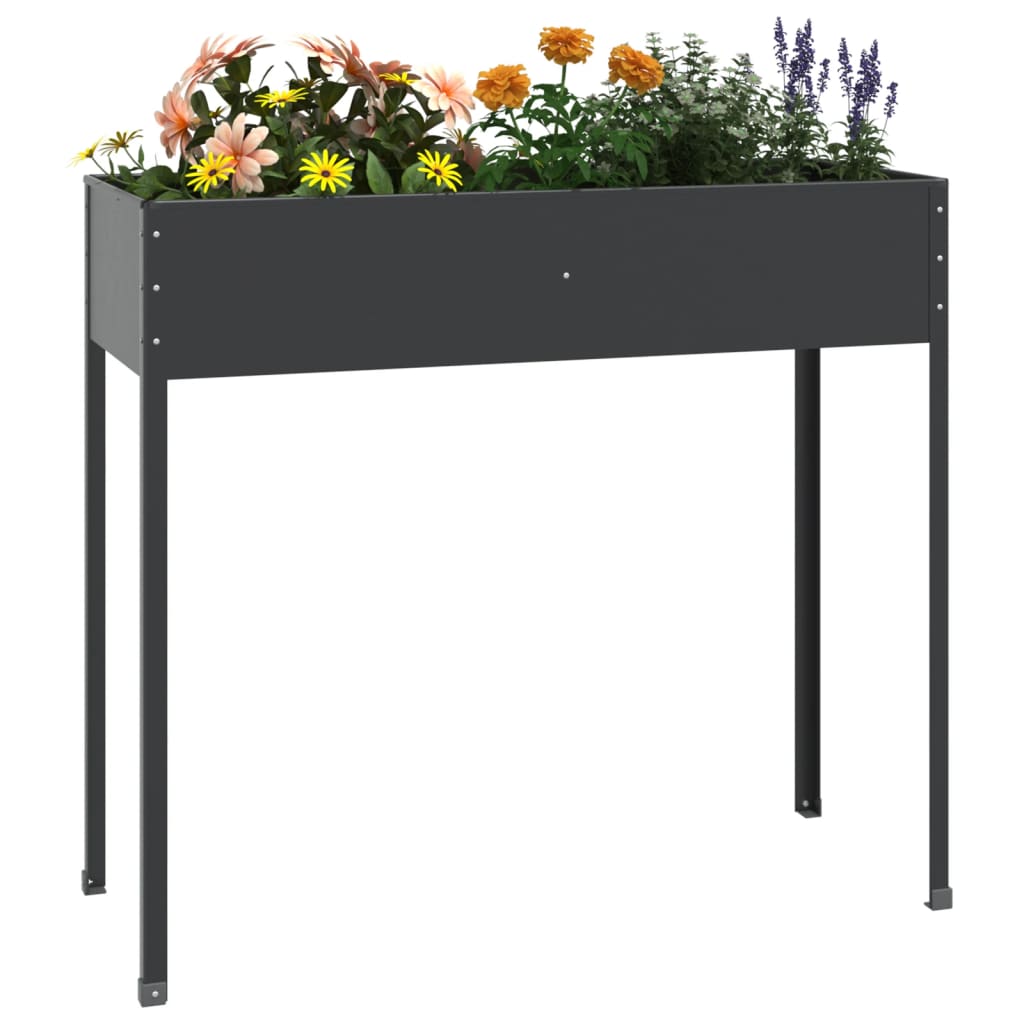 vidaXL Garden Planter Anthracite 39.6"x15.9"x35.4" Galvanized Steel-1