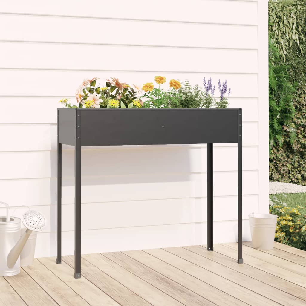 vidaXL Garden Planter Anthracite 39.6"x15.9"x35.4" Galvanized Steel-0