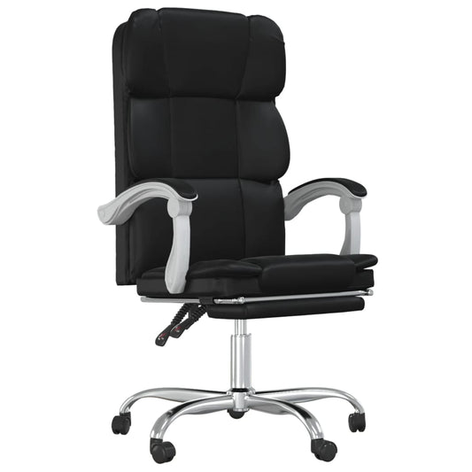 vidaXL Reclining Office Chair Black Faux Leather-0