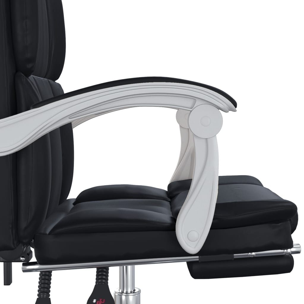 vidaXL Reclining Office Chair Black Faux Leather-4