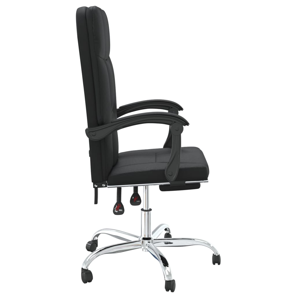 vidaXL Reclining Office Chair Black Faux Leather-2