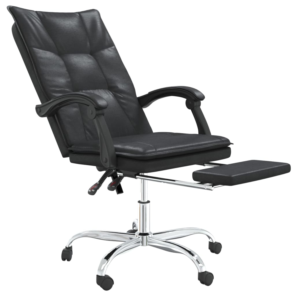 vidaXL Reclining Office Chair Black Faux Leather-4