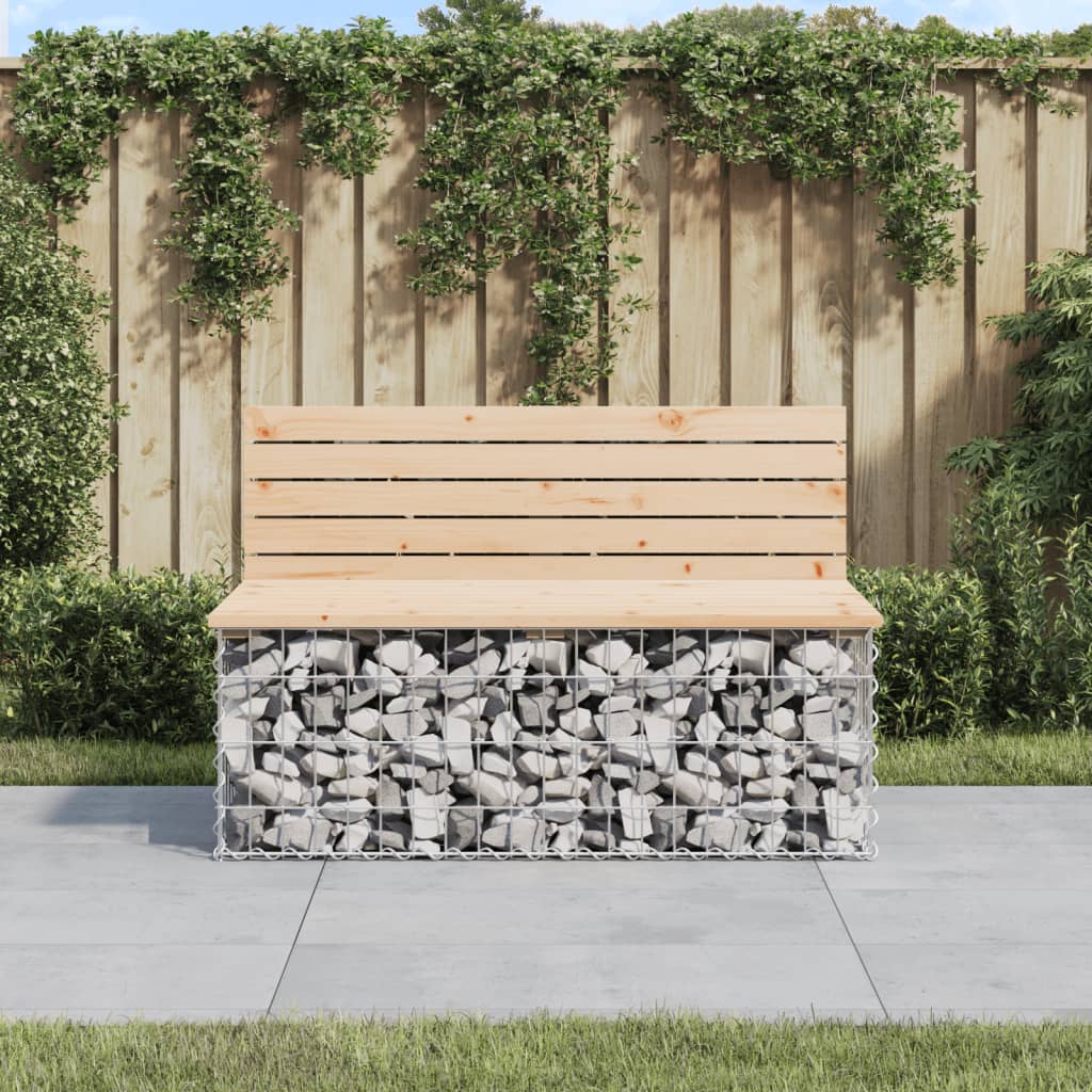 vidaXL Patio Bench Outdoor Park Bench Seating Gabion Design Solid Wood Pine-8