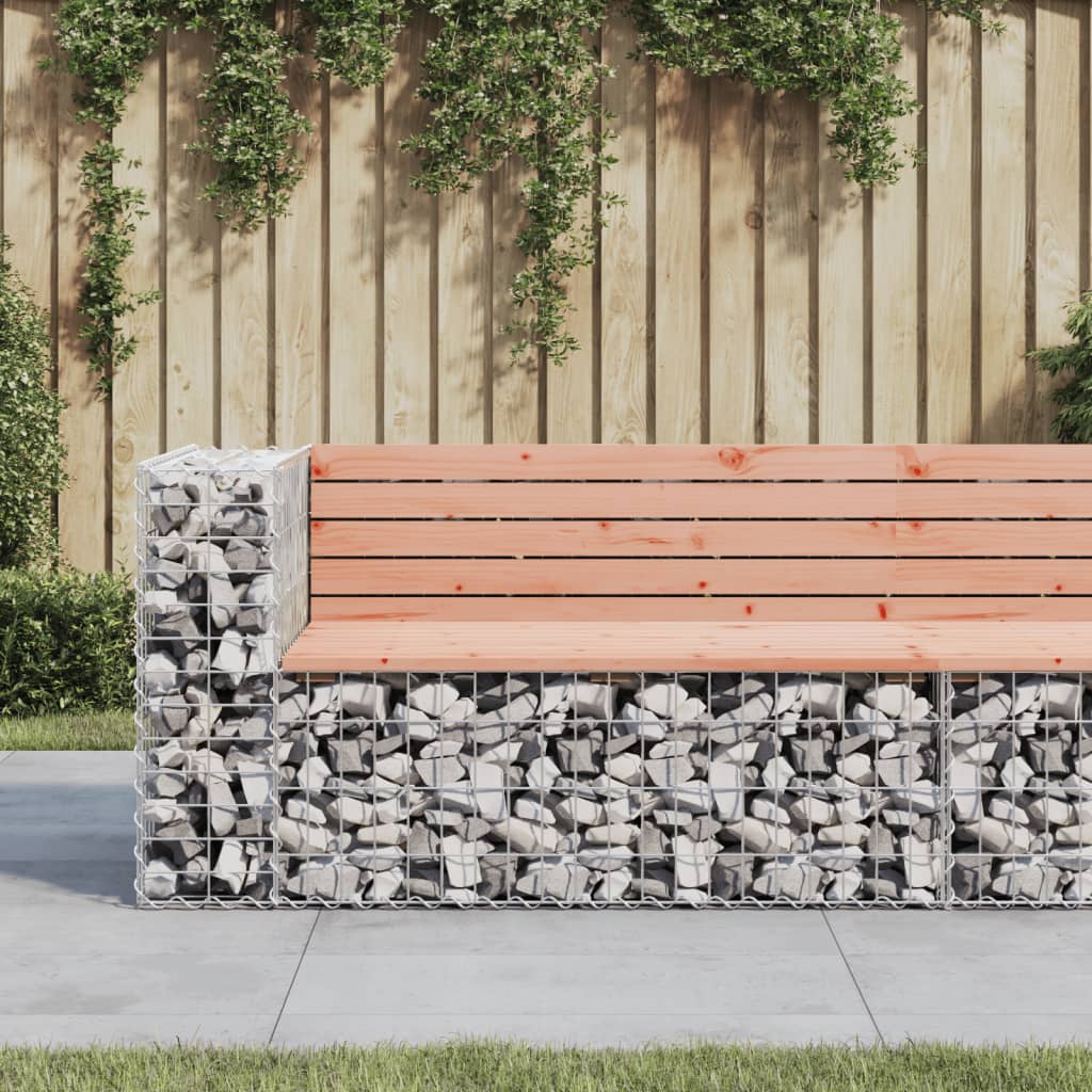 vidaXL Patio Bench Outdoor Park Bench Seating Gabion Design Solid Wood Pine-5