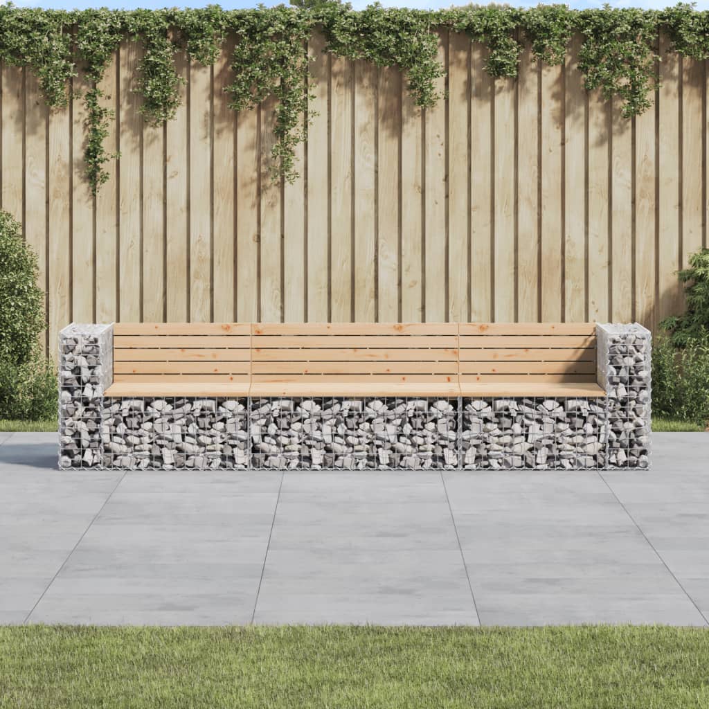 vidaXL Patio Bench Gabion Design Outdoor Seating Bench Loveseat Solid Wood-1