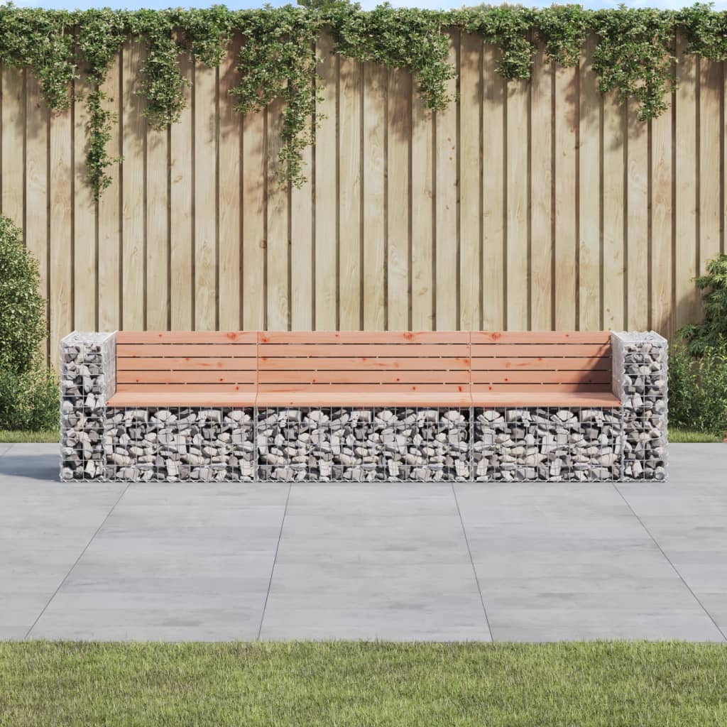 vidaXL Patio Bench Gabion Design Outdoor Seating Bench Loveseat Solid Wood-4