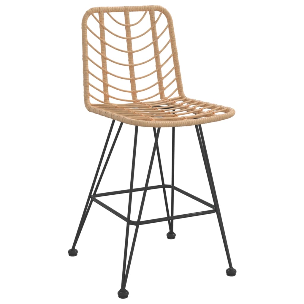 vidaXL Rattan Bar Stool 2 Pcs Stool with Back and Footrest PE Rattan and Steel-3