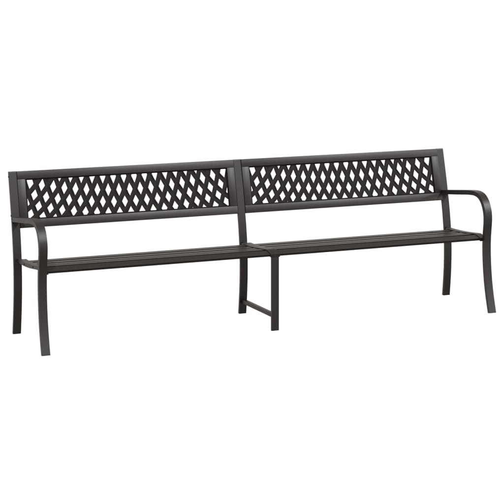 vidaXL Outdoor Patio Bench Park Outdoor Garden Bench with Armrests Black Steel-1