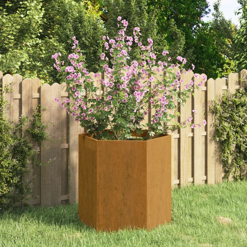 vidaXL Planter Stand Outdoor Garden Raised Bed Flower Box Rusty Corten Steel-8