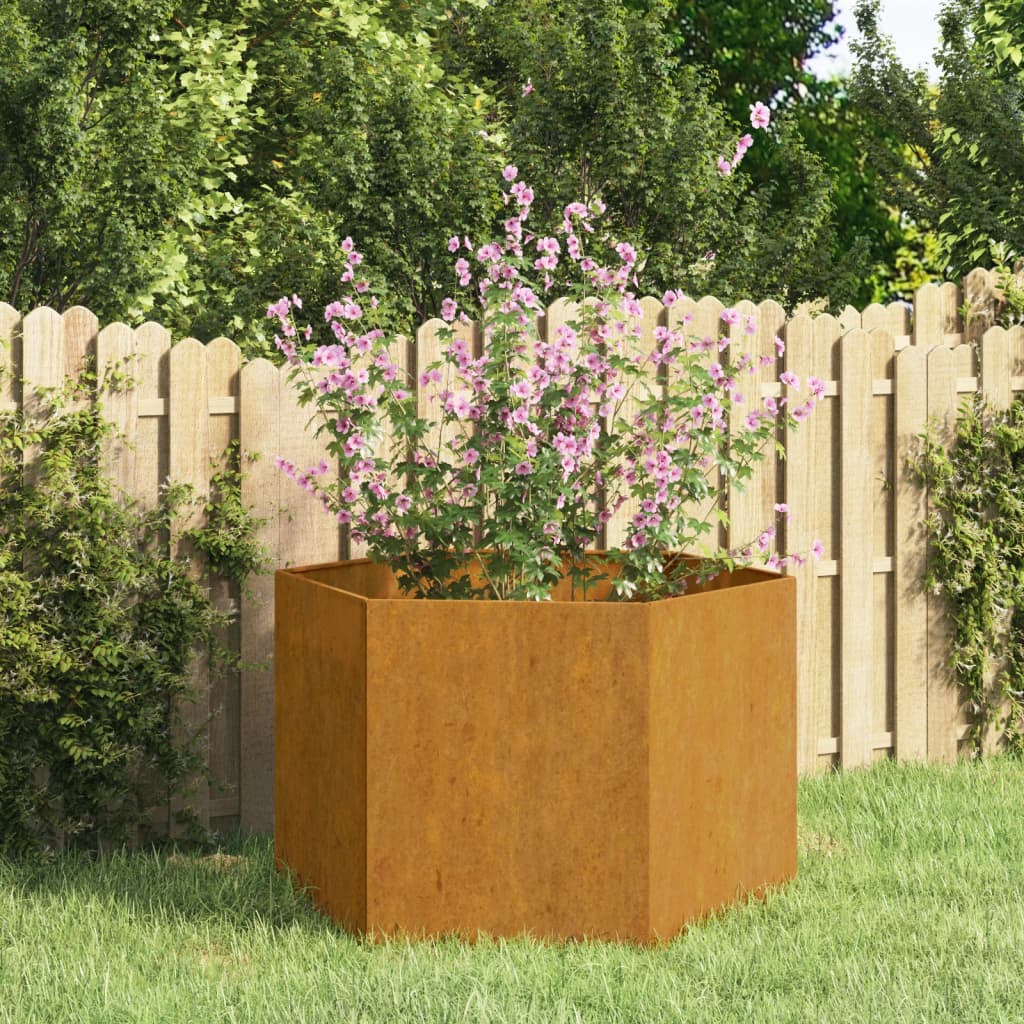 vidaXL Planter Stand Outdoor Garden Raised Bed Flower Box Rusty Corten Steel-11