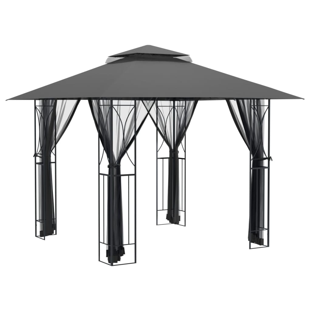 vidaXL Gazebo Outdoor Canopy with Sidewalls for Porch Garden Anthracite Steel-0