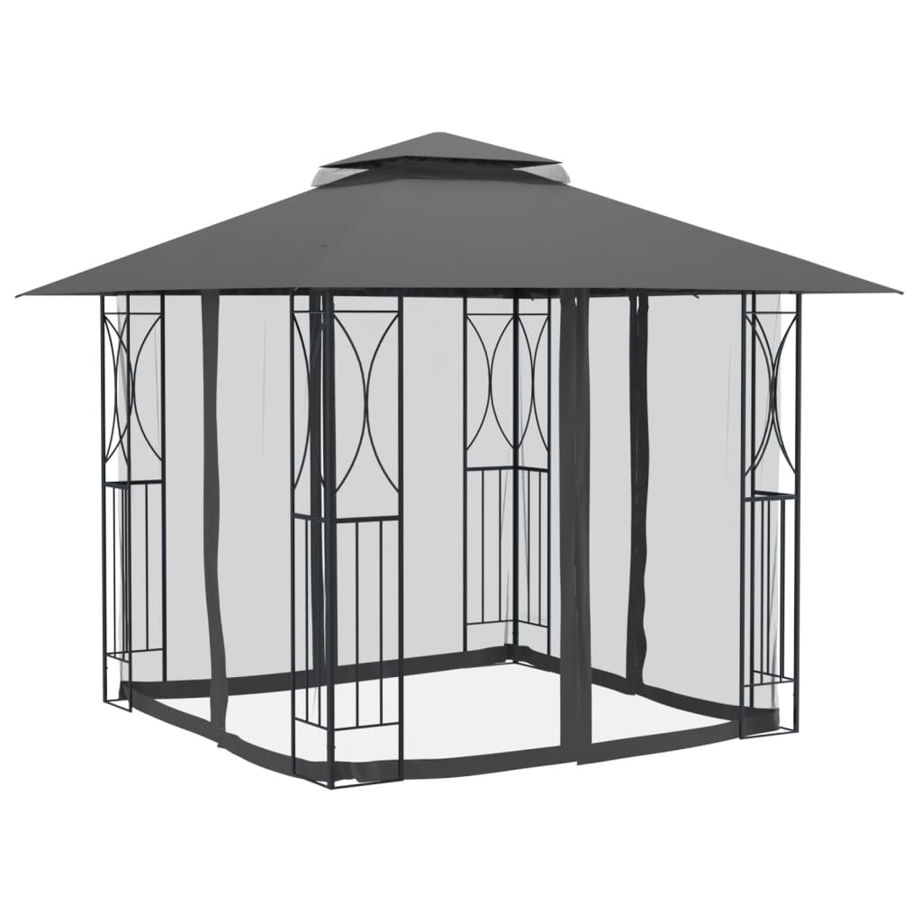 vidaXL Gazebo Outdoor Canopy with Sidewalls for Porch Garden Anthracite Steel-8