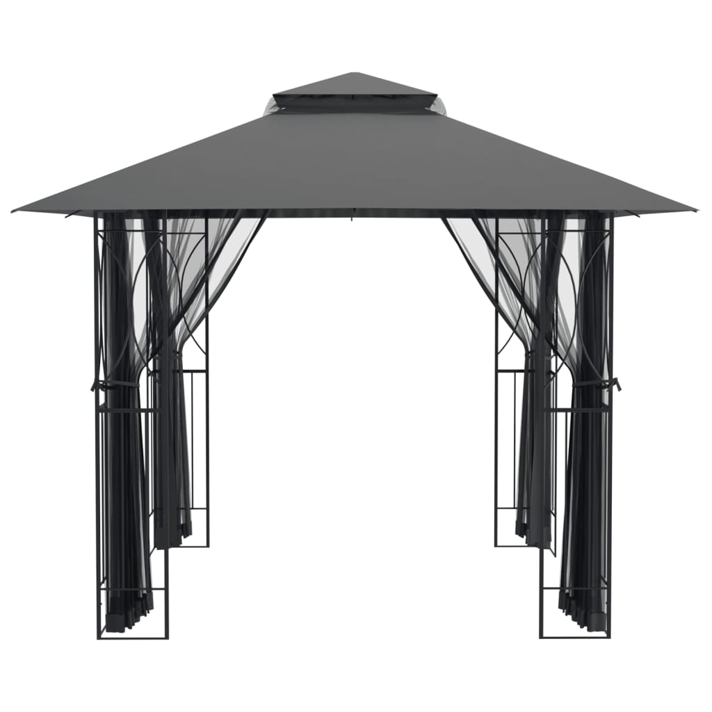 vidaXL Gazebo Outdoor Canopy with Sidewalls for Porch Garden Anthracite Steel-10