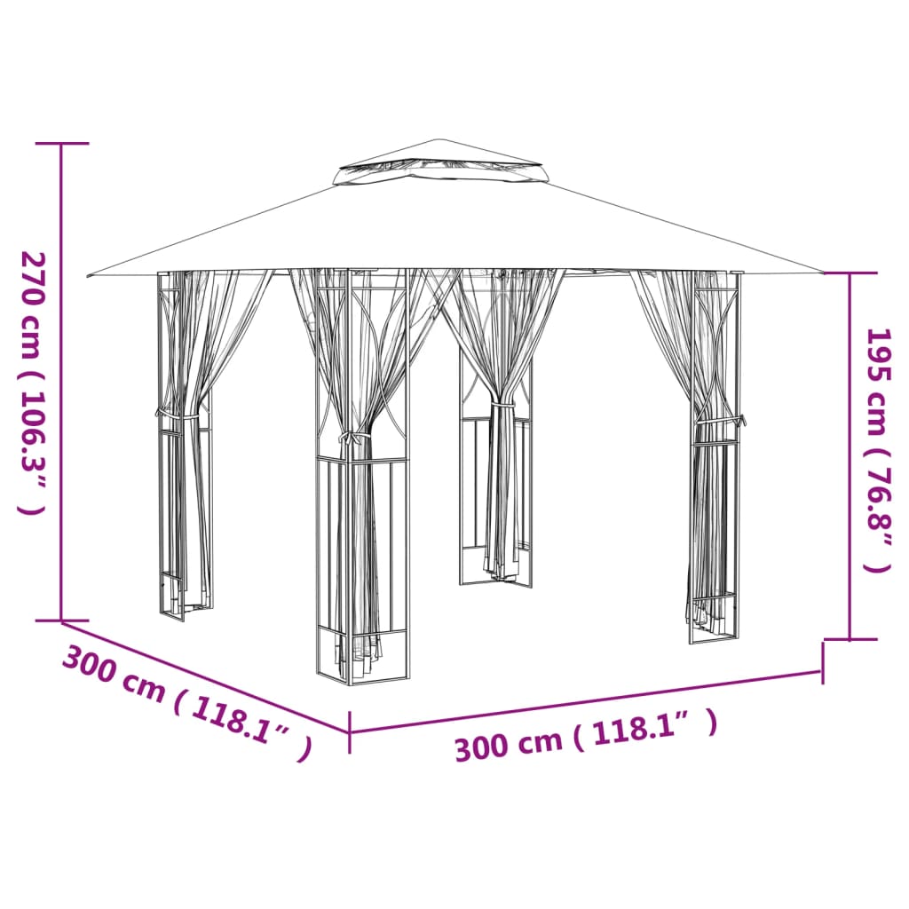 vidaXL Gazebo Outdoor Canopy with Sidewalls for Porch Garden Anthracite Steel-6