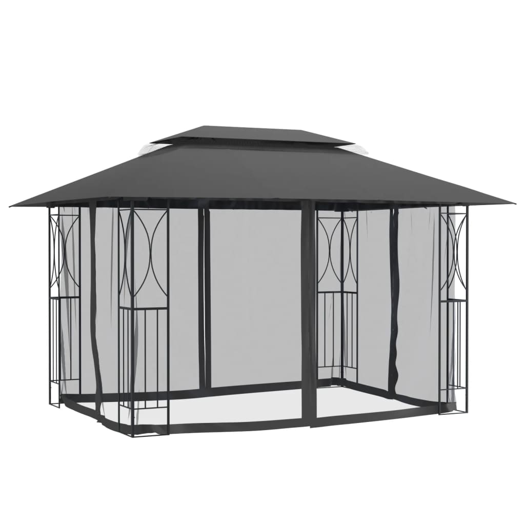 vidaXL Gazebo Outdoor Canopy with Sidewalls for Porch Garden Anthracite Steel-5