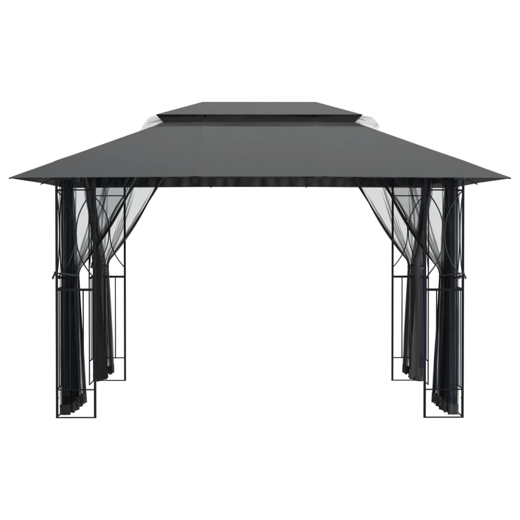 vidaXL Gazebo Outdoor Canopy with Sidewalls for Porch Garden Anthracite Steel-7