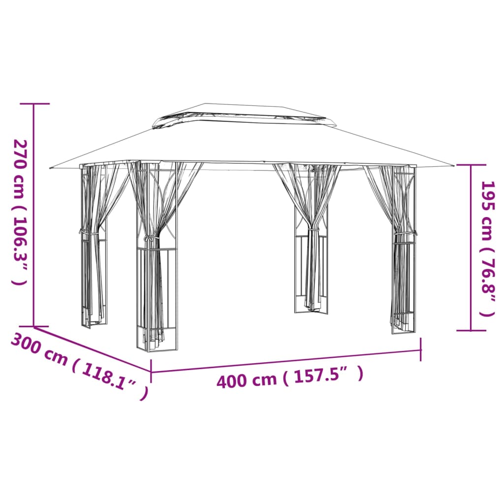 vidaXL Gazebo Outdoor Canopy with Sidewalls for Porch Garden Anthracite Steel-3