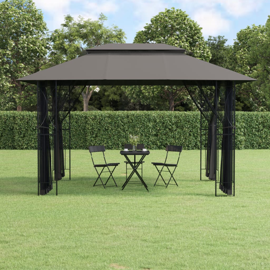 vidaXL Gazebo Outdoor Canopy with Sidewalls for Porch Garden Anthracite Steel-1