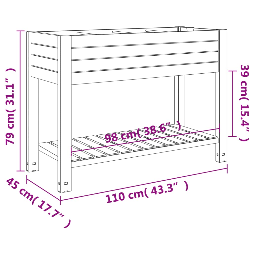 vidaXL Raised Garden Bed Outdoor Planter Box with Storage Shelf Polypropylene-9