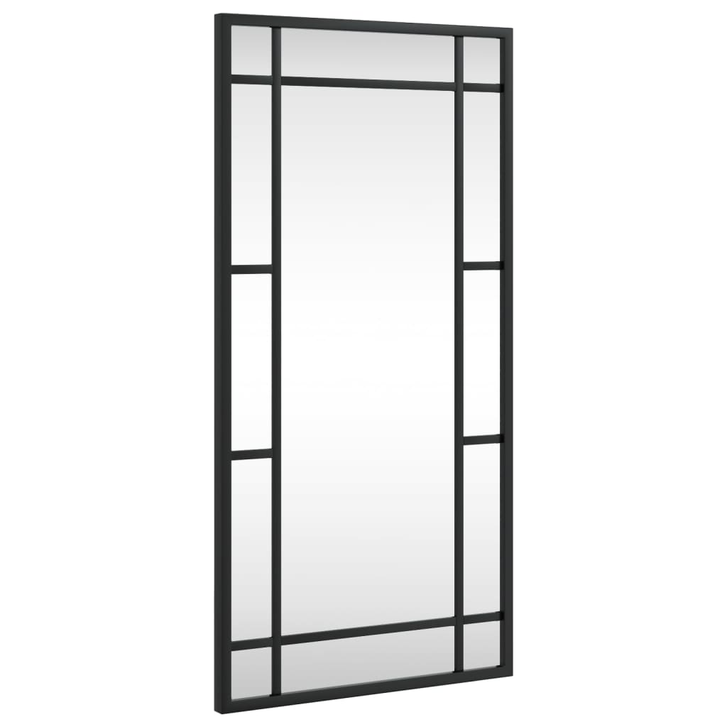 vidaXL Mirror Decorative Wall Mounted Make up Mirror Black Rectangle Iron-0