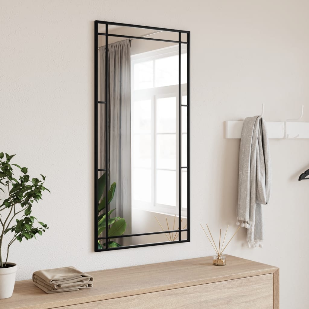 vidaXL Mirror Decorative Wall Mounted Make up Mirror Black Rectangle Iron-9