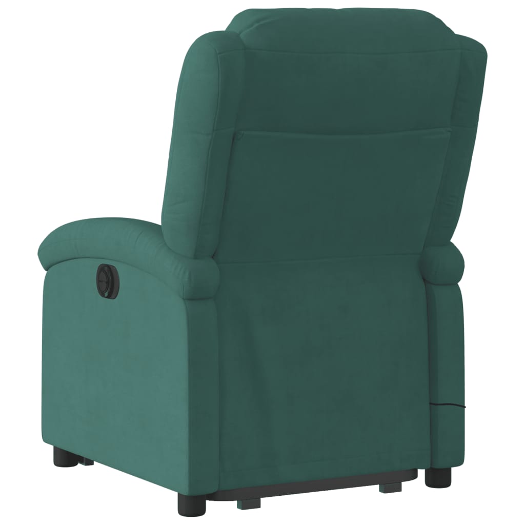 vidaXL Stand up Massage Recliner Chair Dark Green Velvet-2