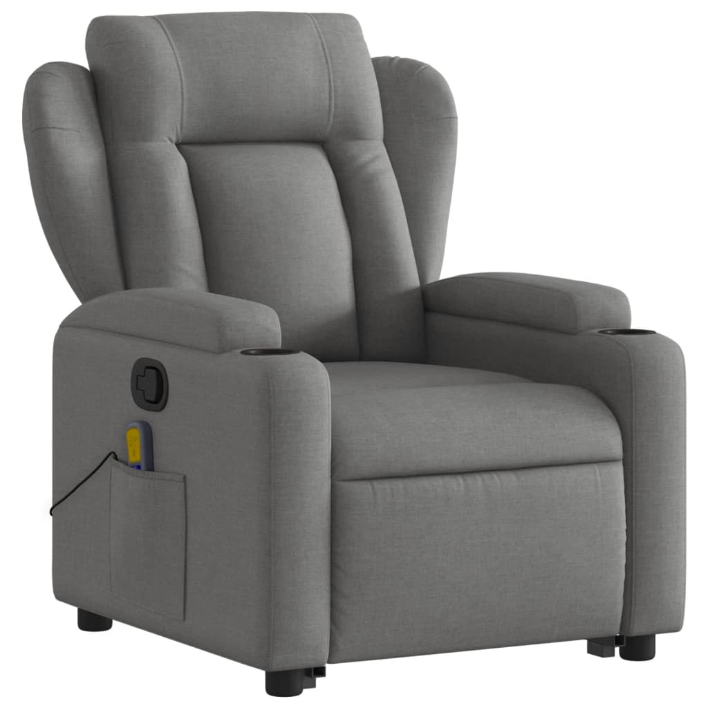 vidaXL Stand up Massage Recliner Chair Dark Gray Fabric-1