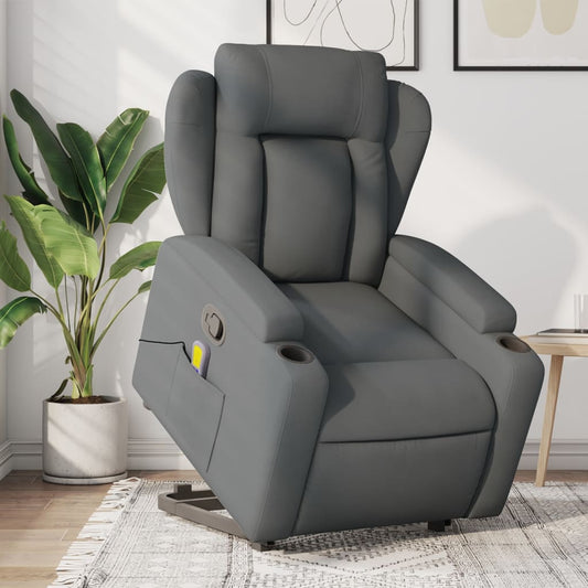 vidaXL Stand up Massage Recliner Chair Dark Gray Fabric-0