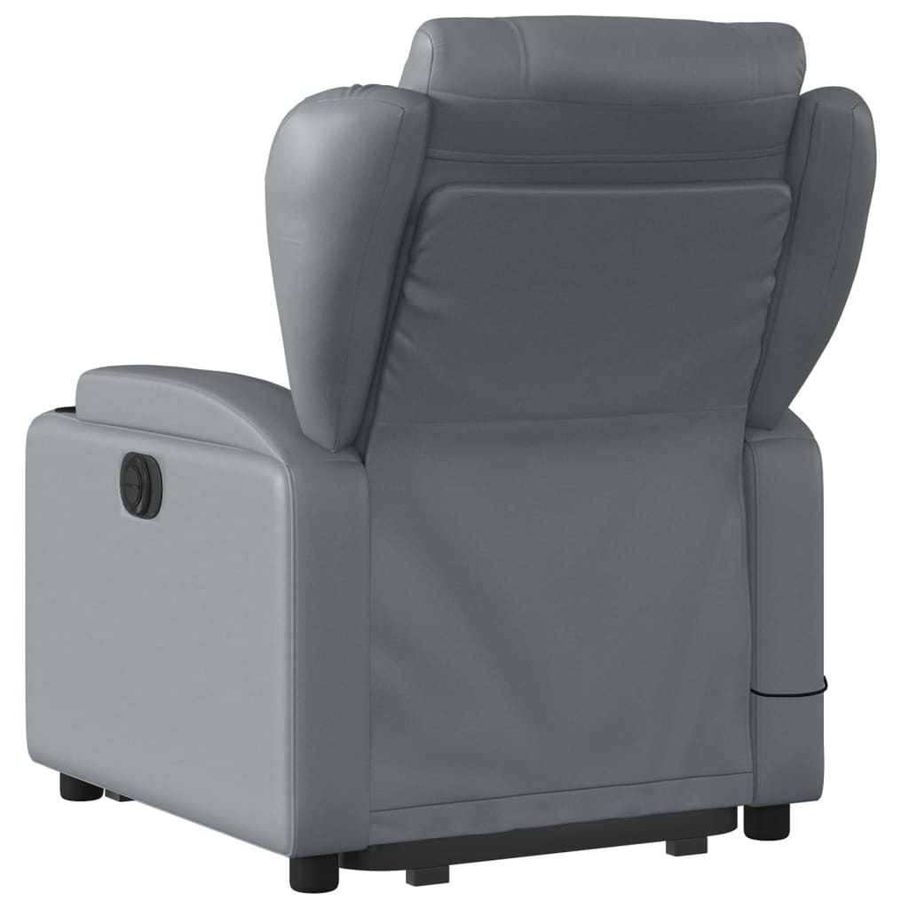 vidaXL Electric Stand up Massage Recliner Chair Gray Faux Leather-2