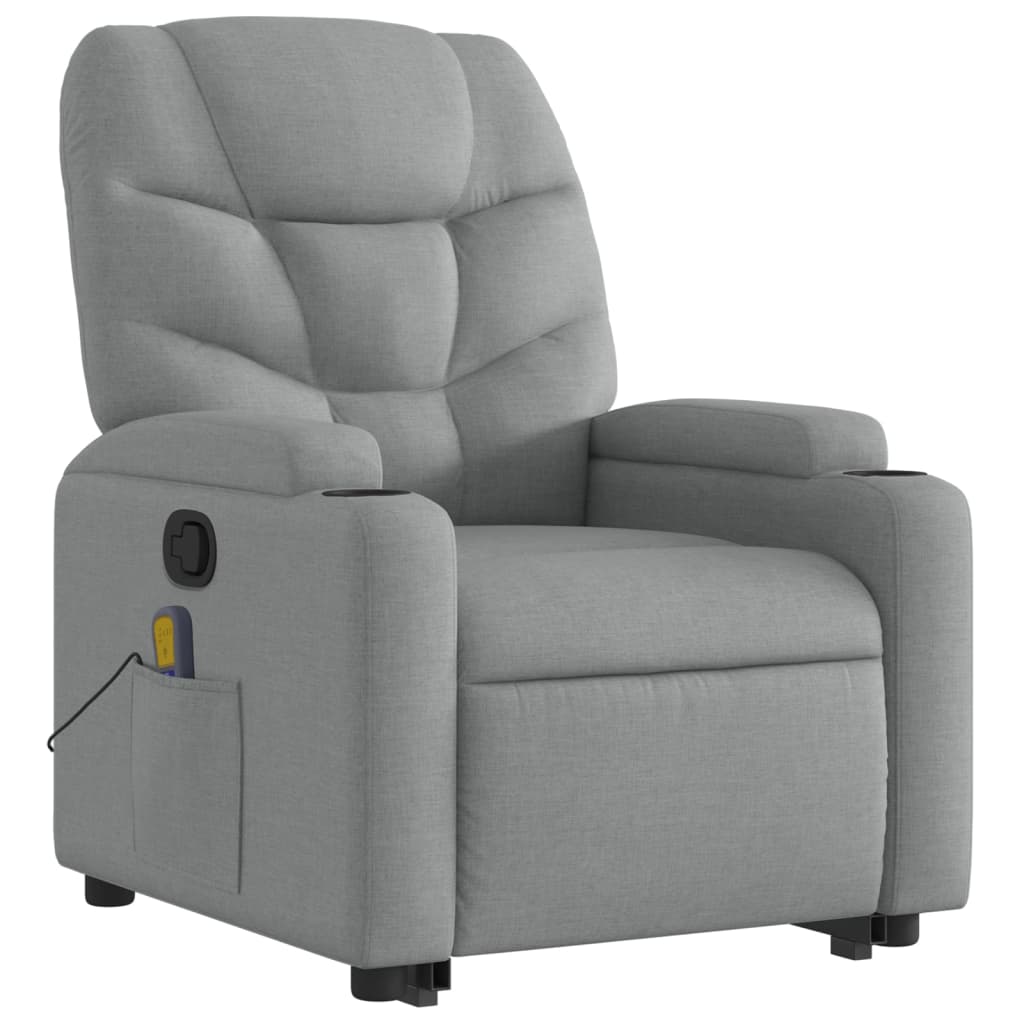 vidaXL Stand up Massage Recliner Chair Light Gray Fabric-1