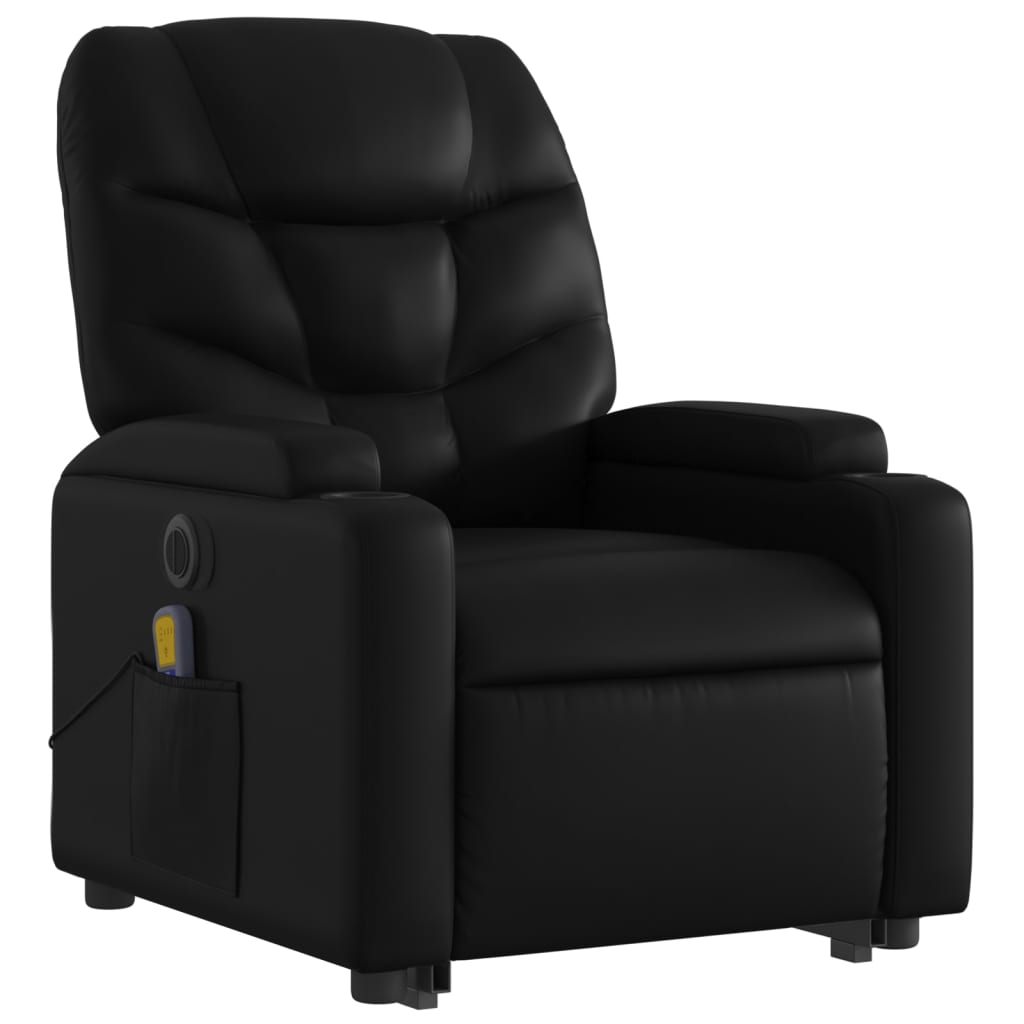 vidaXL Electric Stand up Massage Recliner Chair Black Faux Leather-1