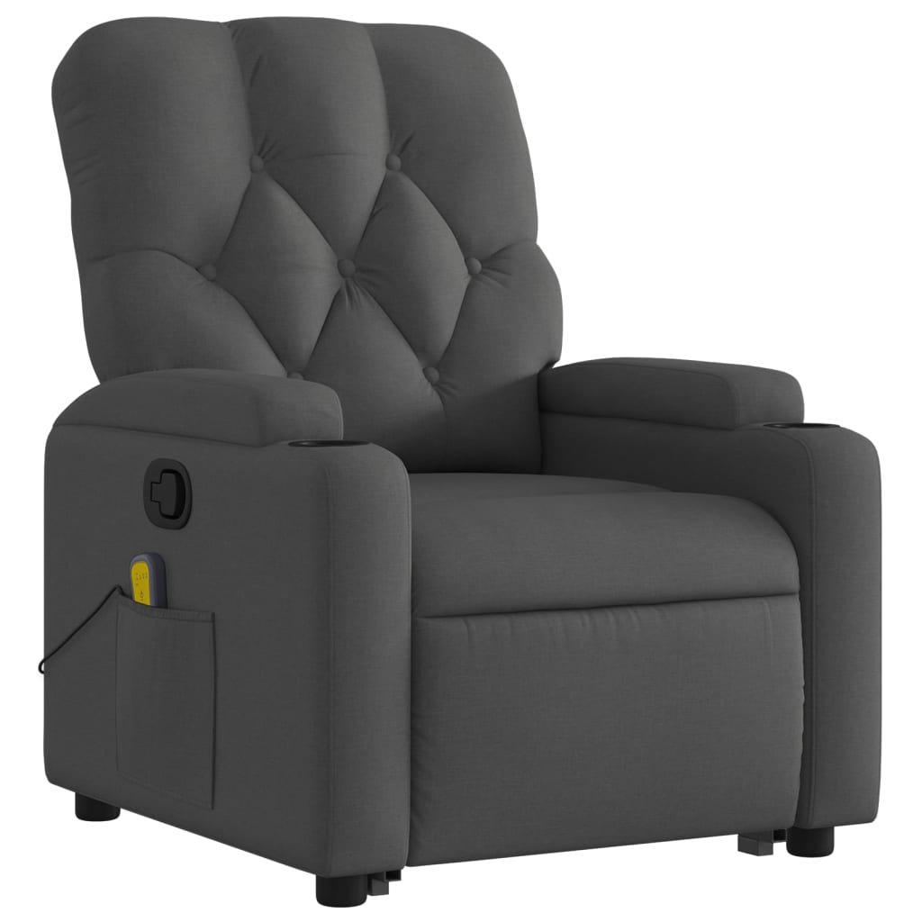 vidaXL Stand up Massage Recliner Chair Dark Gray Fabric-1