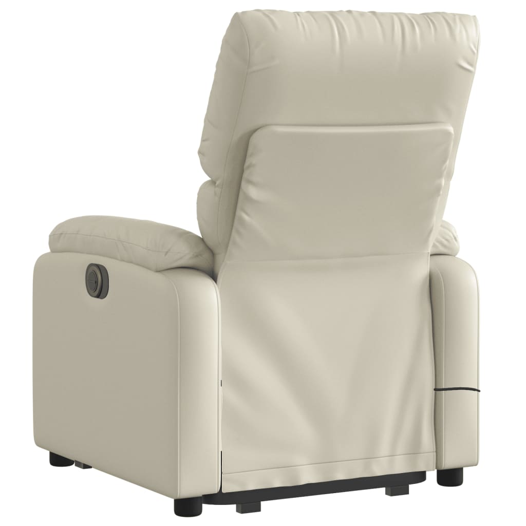 vidaXL Stand up Massage Recliner Chair Cream Faux Leather-2