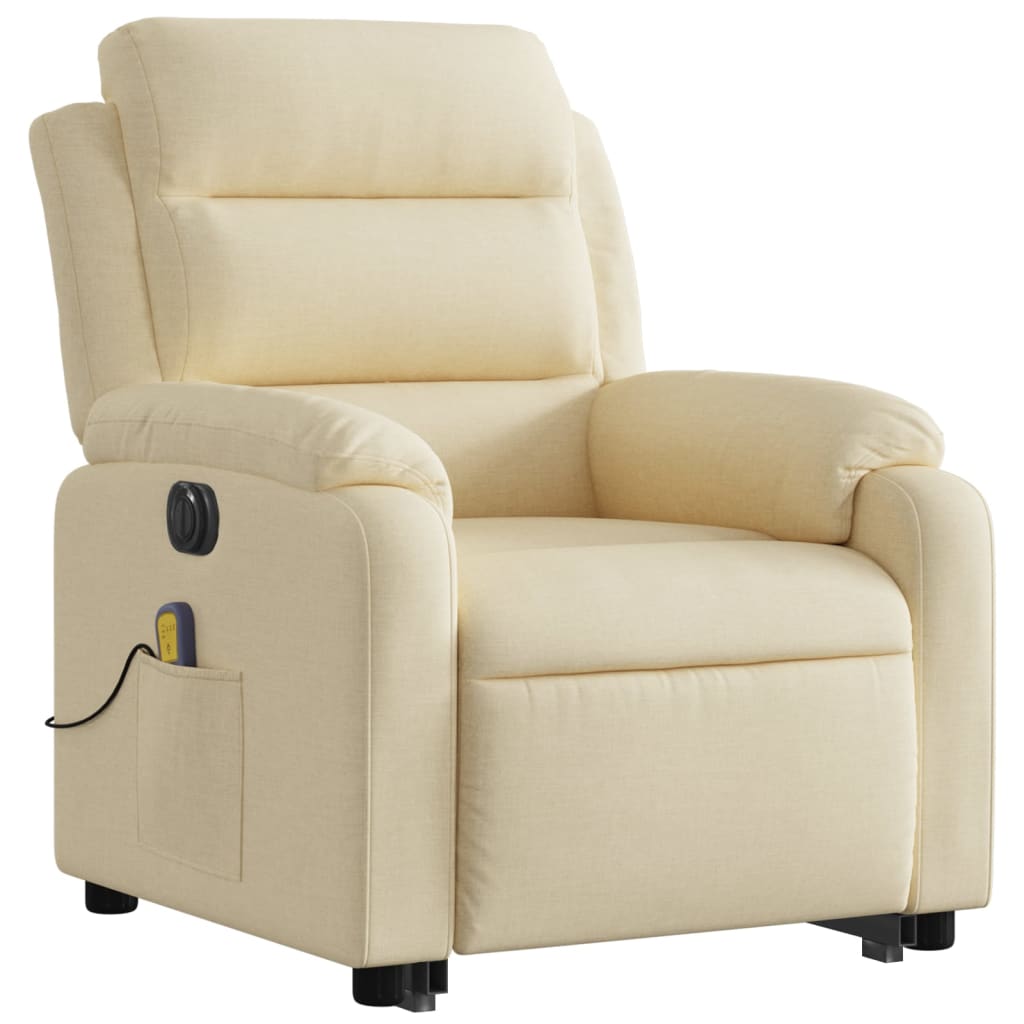 vidaXL Electric Stand up Massage Recliner Chair Cream Fabric-1