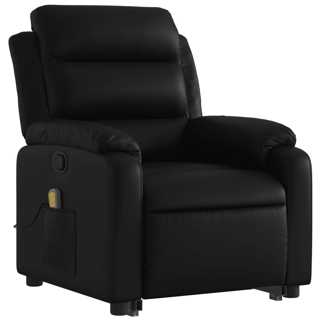 vidaXL Stand up Massage Recliner Chair Black Faux Leather-1