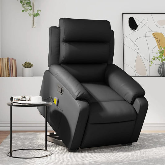 vidaXL Stand up Massage Recliner Chair Black Faux Leather-0