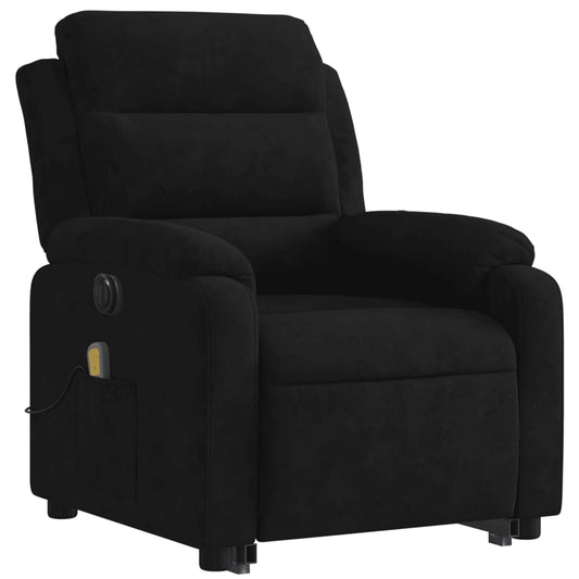 vidaXL Electric Stand up Massage Recliner Chair Black Velvet-0