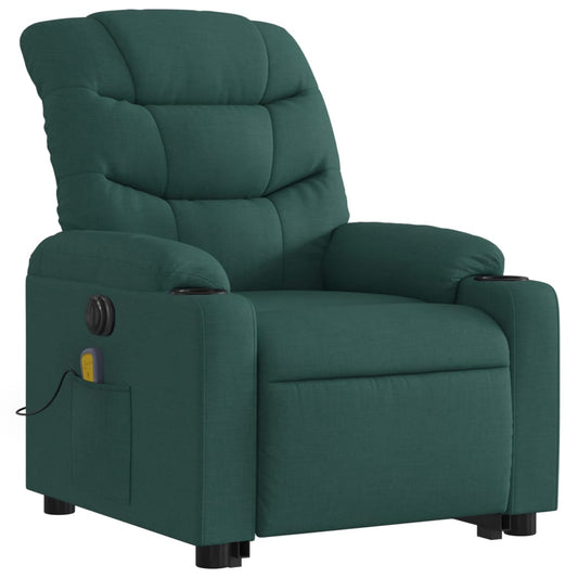 vidaXL Electric Stand up Massage Recliner Chair Dark Green Fabric-0