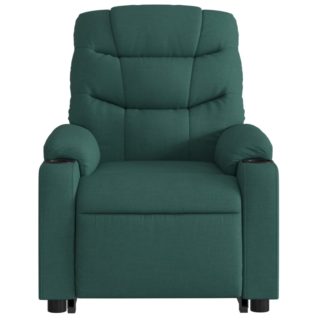 vidaXL Electric Stand up Massage Recliner Chair Dark Green Fabric-4