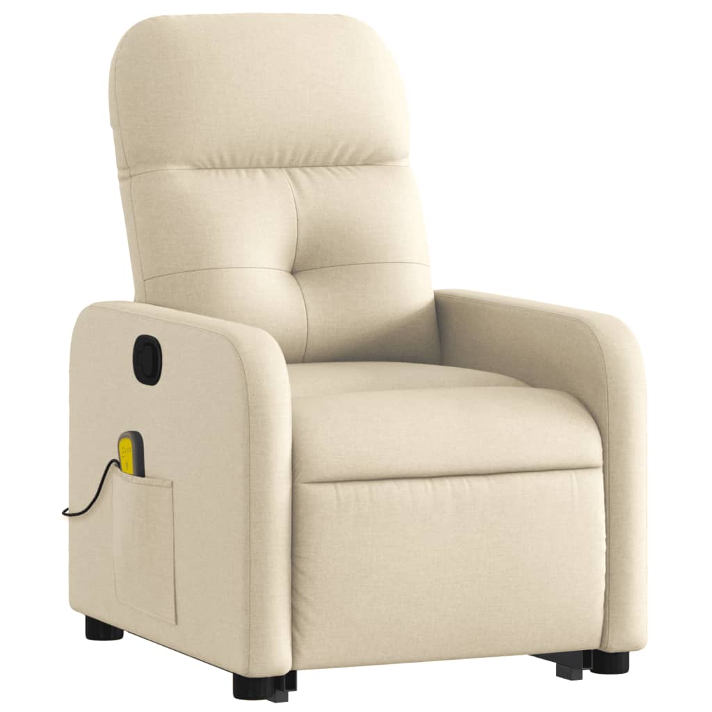 vidaXL Stand up Massage Recliner Chair Cream Fabric-1