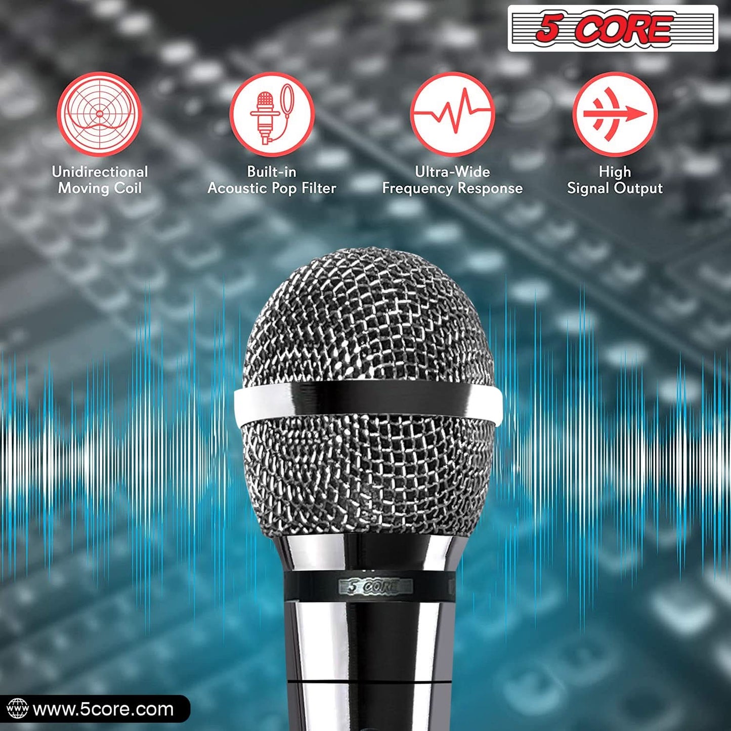 5Core XLR Microphone Dynamic Mic Karaoke Singing Studio Mics Handheld Microfono-1