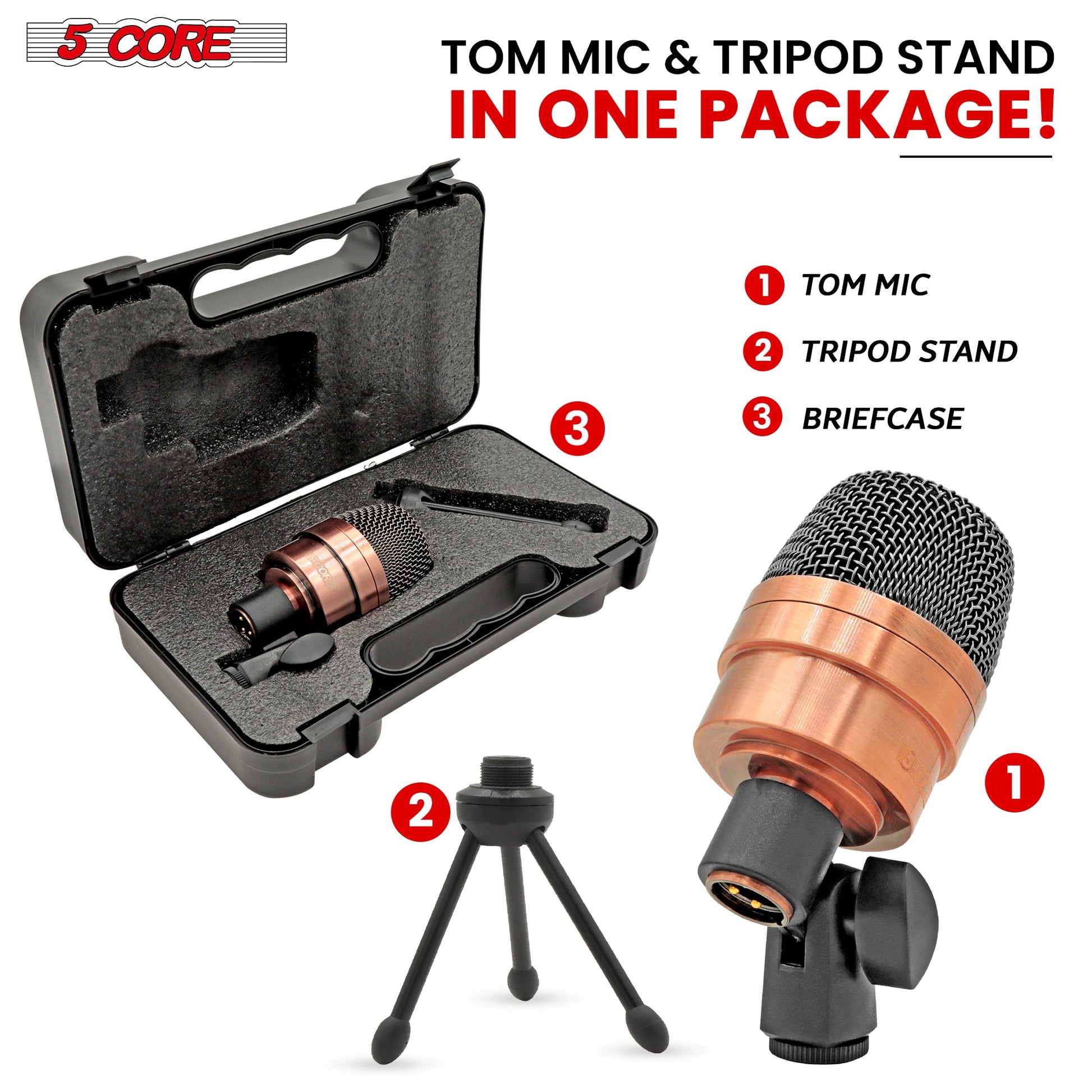 5 Core Tom Snare Mic Cardioid Dynamic Microphone for Drum Kit Precision Instrument-7