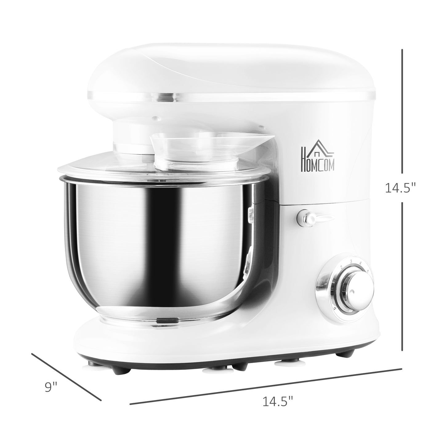 Stand Mixer with 6+1P Speed, 600W Tilt Head Kitchen Electric Mixer with 6 Qt Stainless Steel Mixing Bowl, Beater, Dough Hook, White