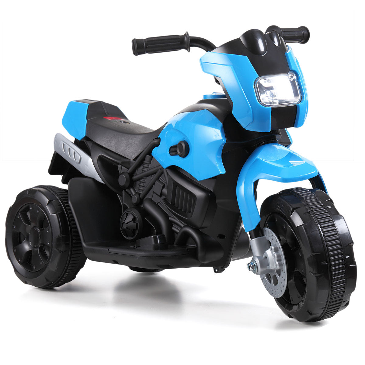 6V Kids Ride On Motorcycle with Headlights, Battery-Powered 3-Wheel Bicycle - Blue